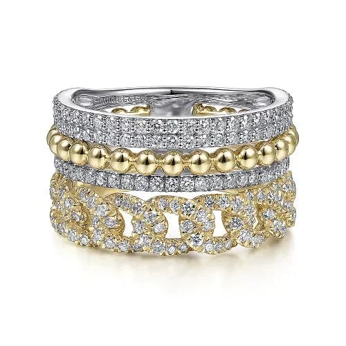 Affordable Elegance – Special Jewelry Sale Now Live 14K White-Yellow Gold Bujukan Diamond Easy Stackable Ring