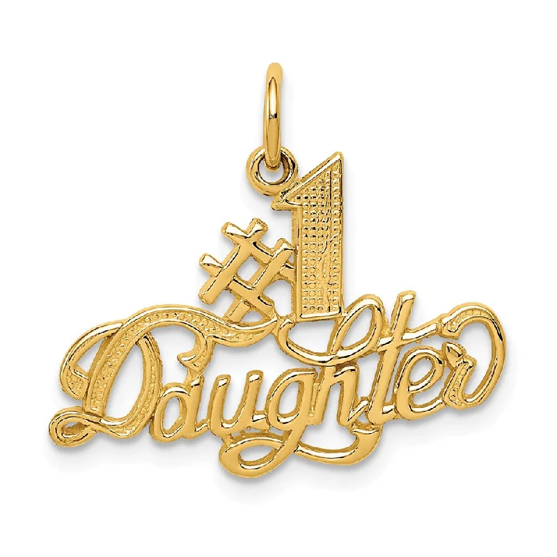 14k Yellow Gold #1 Daughter Charm or Pendant, 23mm