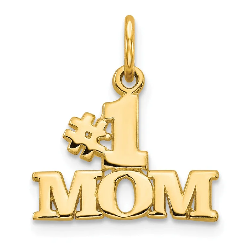 14k Yellow Gold #1 Mom Charm or Pendant, 15mm