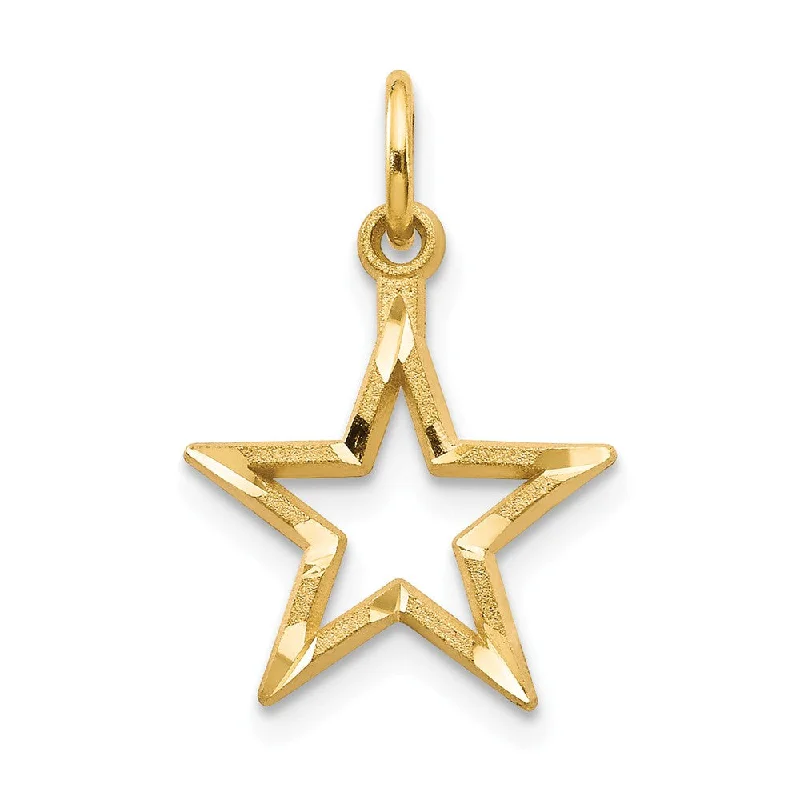 Final Call For Exquisite Jewelry At Reduced Rates 14k Yellow Gold 13mm Diamond Cut Open Star Pendant Final Call For Exquisite Jewelry At Reduced Rates 14k Yellow Gold 13mm Diamond Cut Open Star Pendant