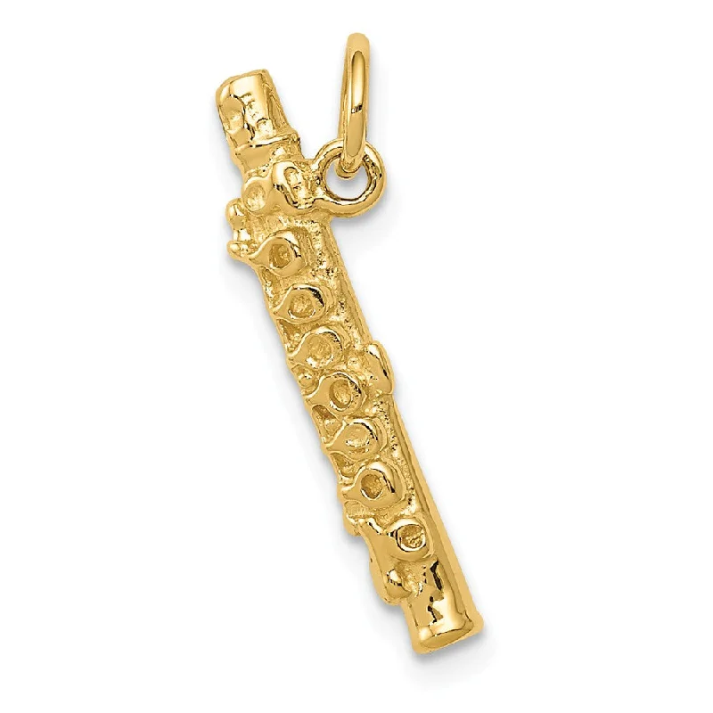 14k Yellow Gold 3D Flute Pendant