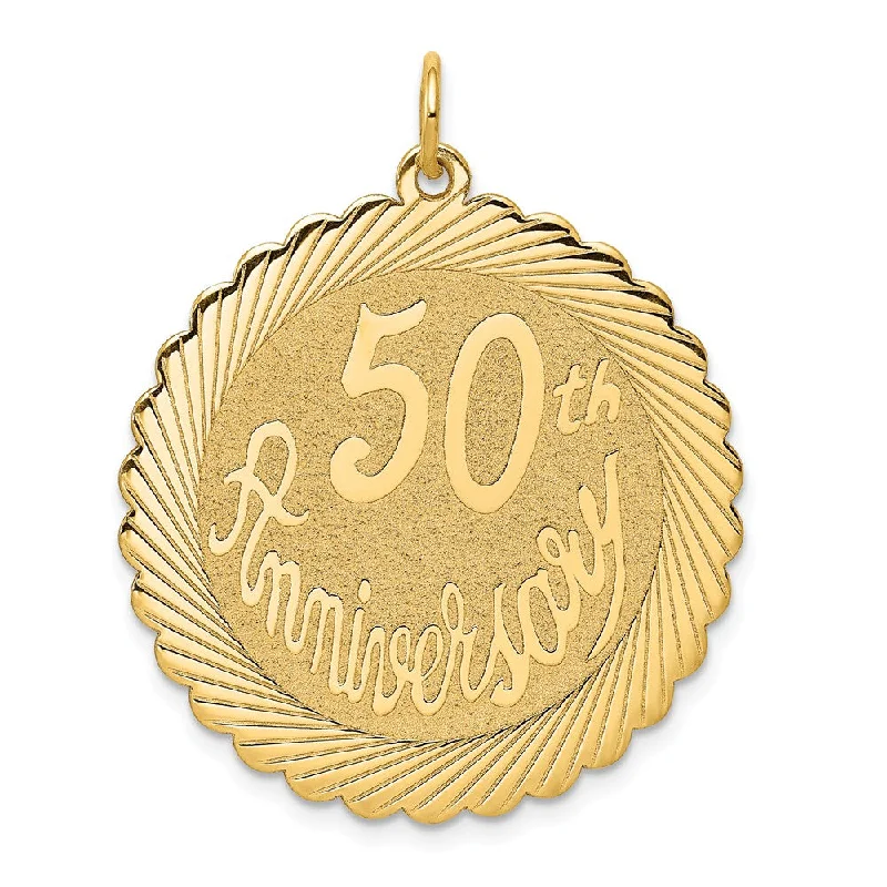 High-End Jewelry, Now More Affordable Than Ever 14k Yellow Gold 50th Anniversary Pendant, 29mm