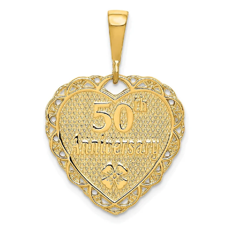 The Biggest Jewelry Sale Of The Year Is Here 14k Yellow Gold 50th Anniversary Scalloped Heart Pendant, 20mm