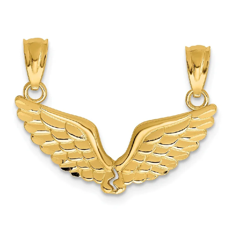 High-Quality Jewelry At A Fraction Of The Cost 14k Yellow Gold Angel Wings Set of 2 Pendants, 22mm