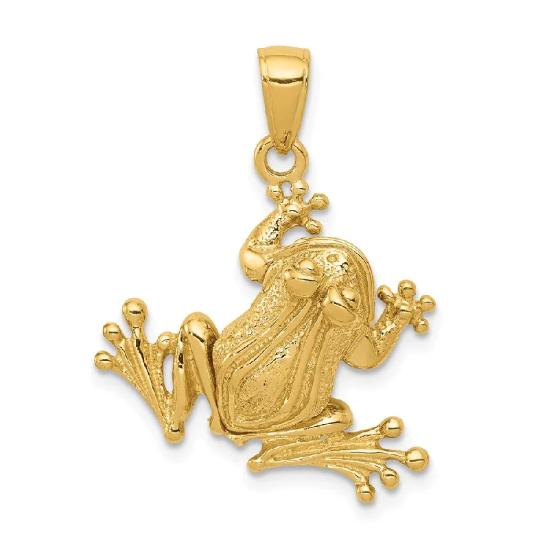 14k Yellow Gold Articulated 3D Frog Pendant