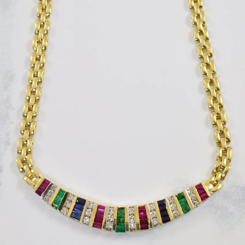 Mixed Gem Bar Necklace | 1.12ctw, 0.72ctw | 18" |