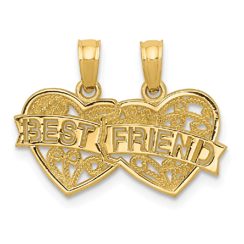 Save On Luxury Jewelry Pieces – Limited-Time Offers 14k Yellow Gold Best Friend Double Hearts Set of 2 Pendants, 19mm