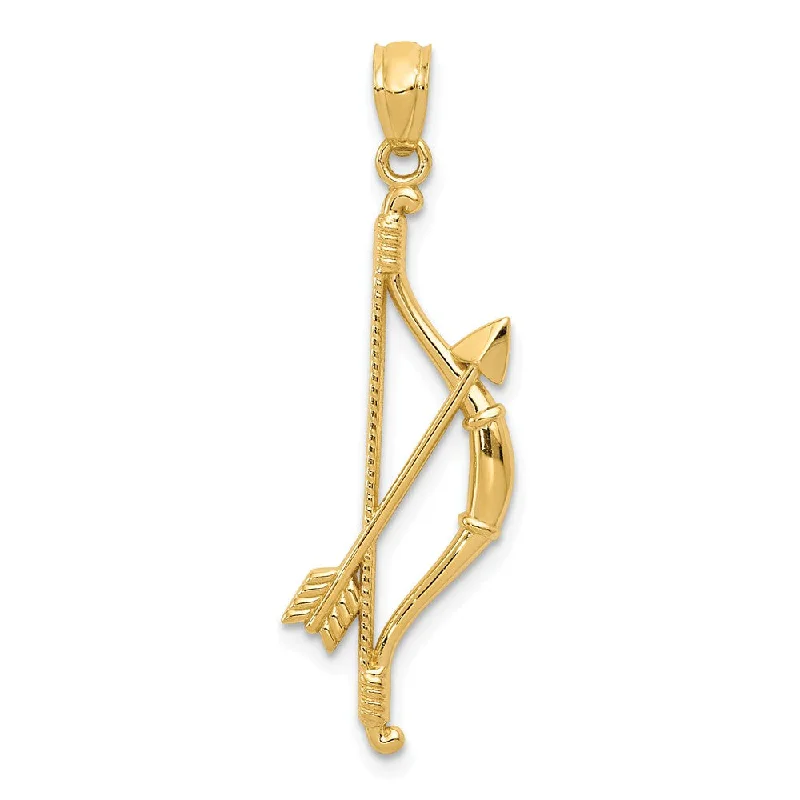 Exclusive Jewelry Markdowns – Limited-Time Offer 14k Yellow Gold Bow and Arrow Pendant, 11 x 36mm