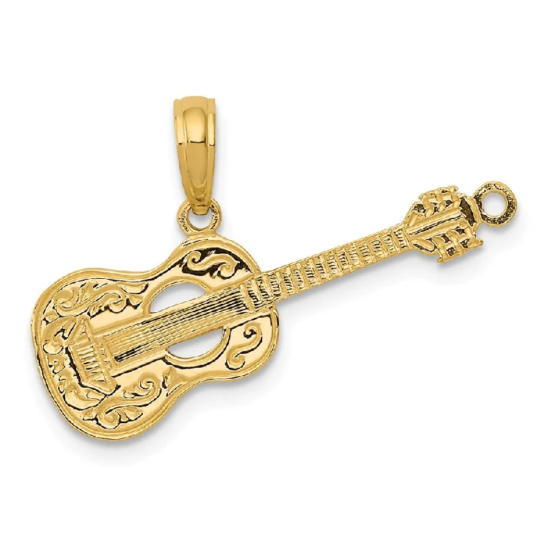 14k Yellow Gold Classical Guitar Pendant