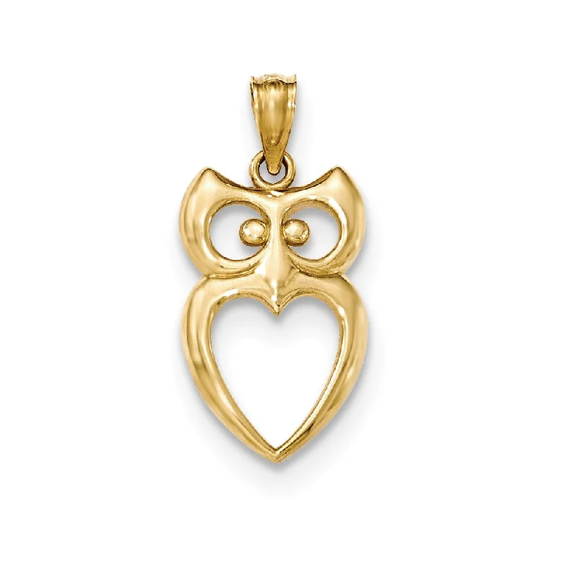 Big Discounts On Elegant Jewelry Collections 14k Yellow Gold Cutout Owl with Heart Pendant, 12mm (7/16 inch)