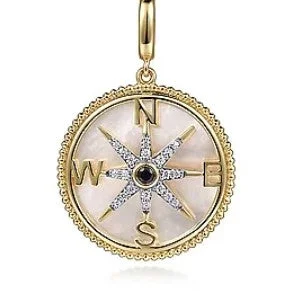 Chic, Trendy, And Affordable Jewelry Sale 14K Yellow Gold Diamond & Blue Sapphire Compass Medallion Pendant