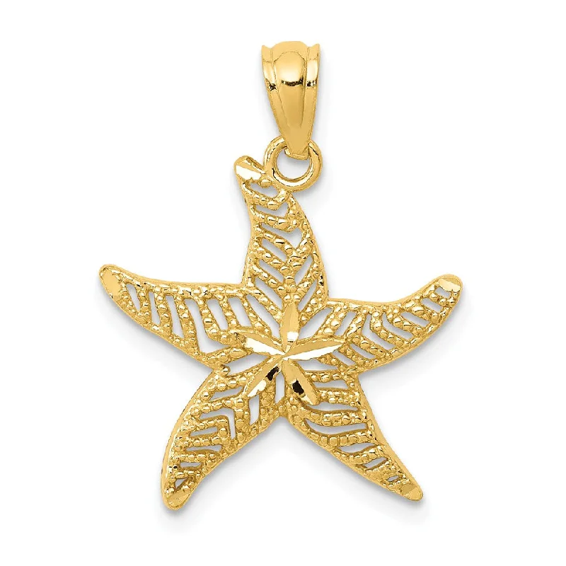 Get The Jewelry You Love At A Price You Love 14k Yellow Gold Diamond-Cut & Filigree Starfish Pendant, 17mm (5/8 In)