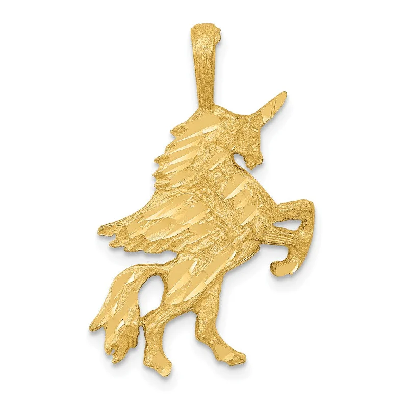 Must-Have Jewelry Pieces At Reduced Prices 14k Yellow Gold Diamond-Cut & Textured Flat Pegasus Pendant, 19mm