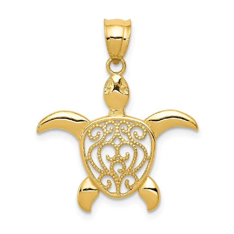 The Ultimate Jewelry Sale – Shop Premium Styles 14k Yellow Gold Filigree Sea Turtle Pendant, 22mm (7/8 Inch)