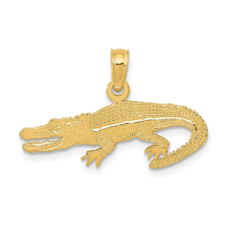 14k Yellow Gold Flat Alligator Pendant, 23mm (7/8 Inch)