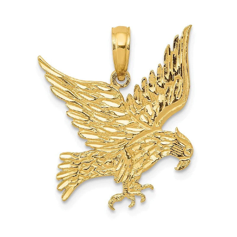 14k Yellow Gold Flat Eagle Pendant, 18mm