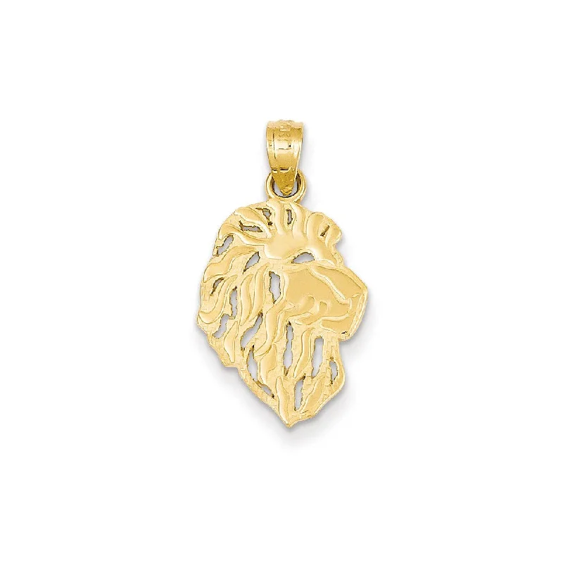 Huge Savings On Premium Jewelry Styles 14k Yellow Gold Flat Lion Head Pendant, 13 x 25mm (1/2 x 1 Inch)