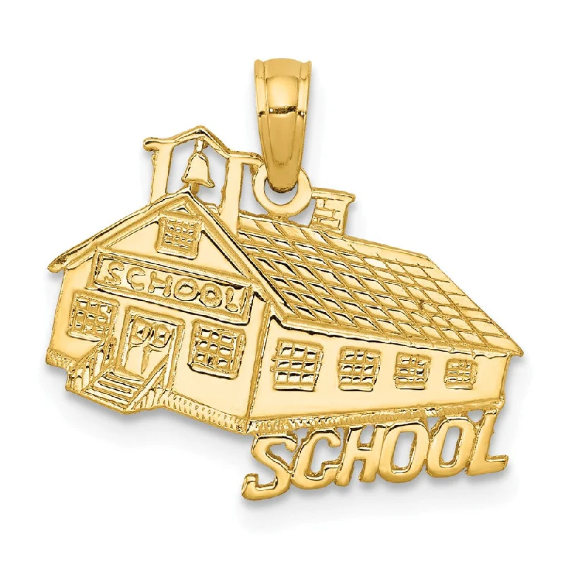 14k Yellow Gold Flat Schoolhouse Pendant