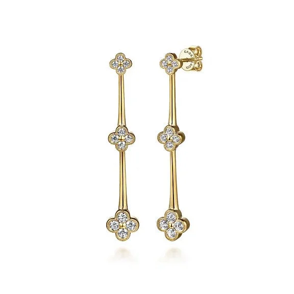 Grab Exquisite Jewelry At The Lowest Prices 14K Yellow Gold Graduating Diamond Cluster Stud Drop Earrings