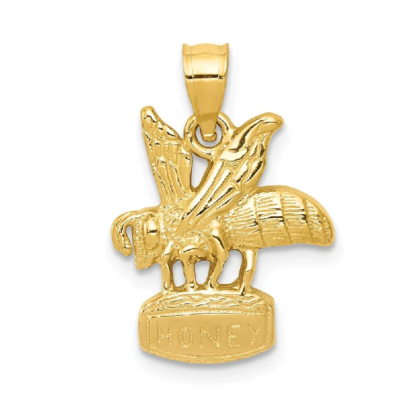 14k Yellow Gold Honey Bee Pendant, 13mm (1/2 inch)