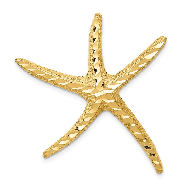 14k Yellow Gold LG D/C Pencil Starfish Slide Pendant, 32mm (1 1/4 In.)