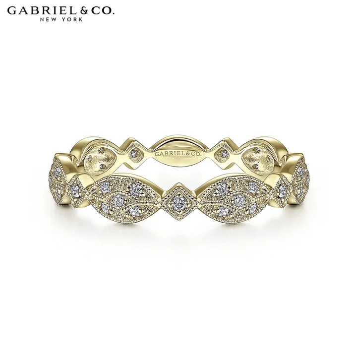 Discover Unique Jewelry With Special Limited-Time Offers 14K Yellow Gold Marquise Station Pave Diamond Stackable Ring