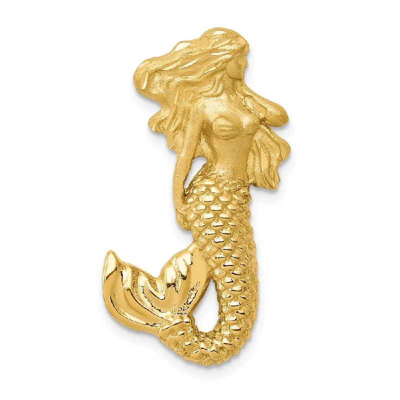 14k Yellow Gold Mermaid Slide Pendant, 17 x 28mm