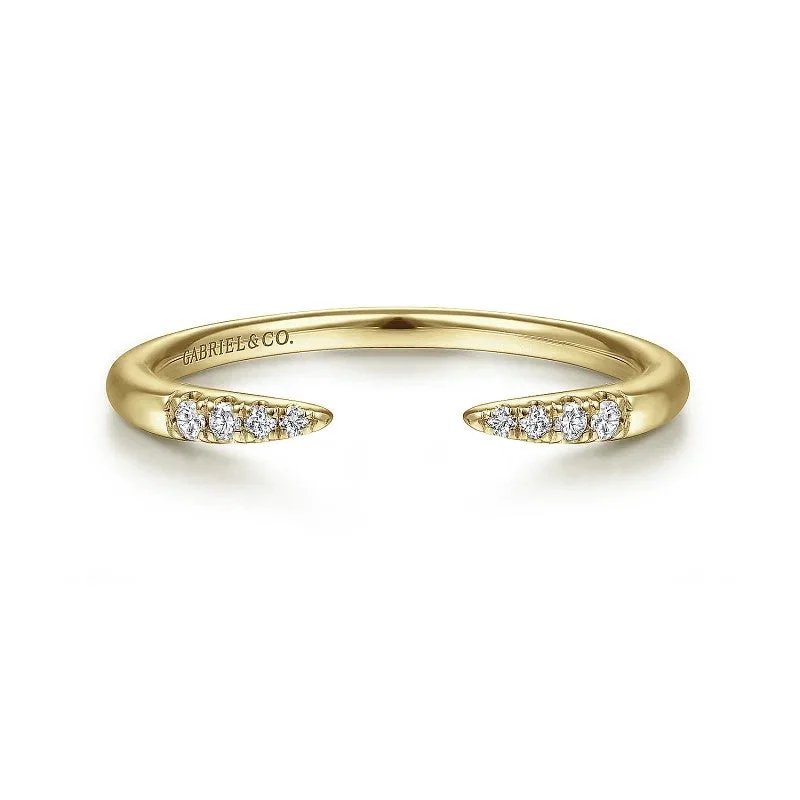 Best Jewelry Sale Prices – Limited-Time Offer 14K Yellow Gold Open Diamond Tipped Stackable Ring