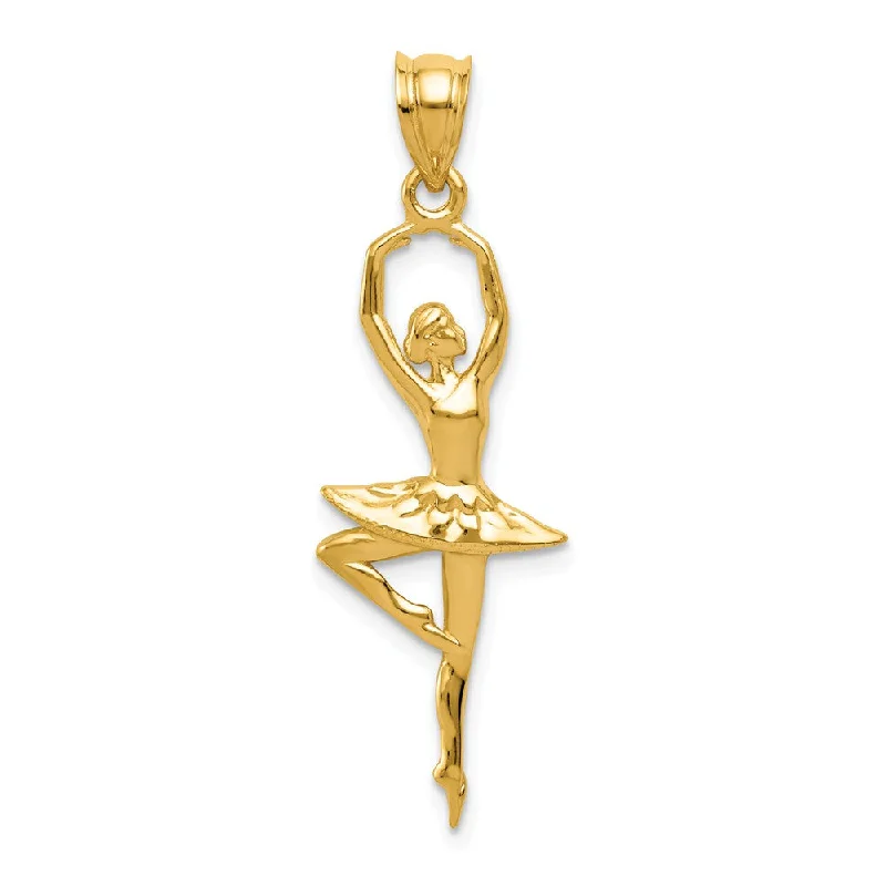 14k Yellow Gold Pointe Ballerina Pendant