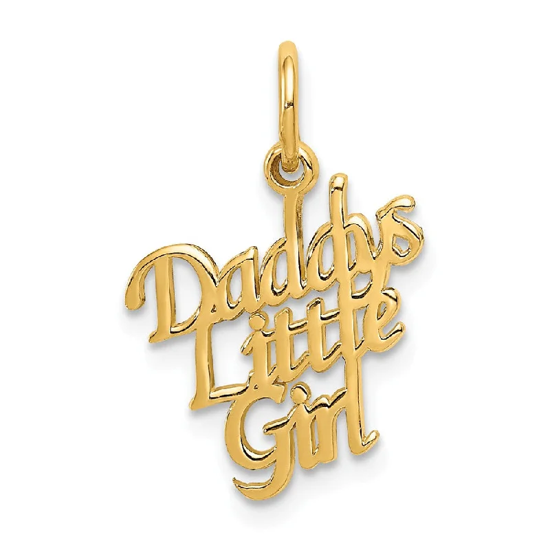 14k Yellow Gold Polished Daddy's Little Girl Charm or Pendant, 13mm