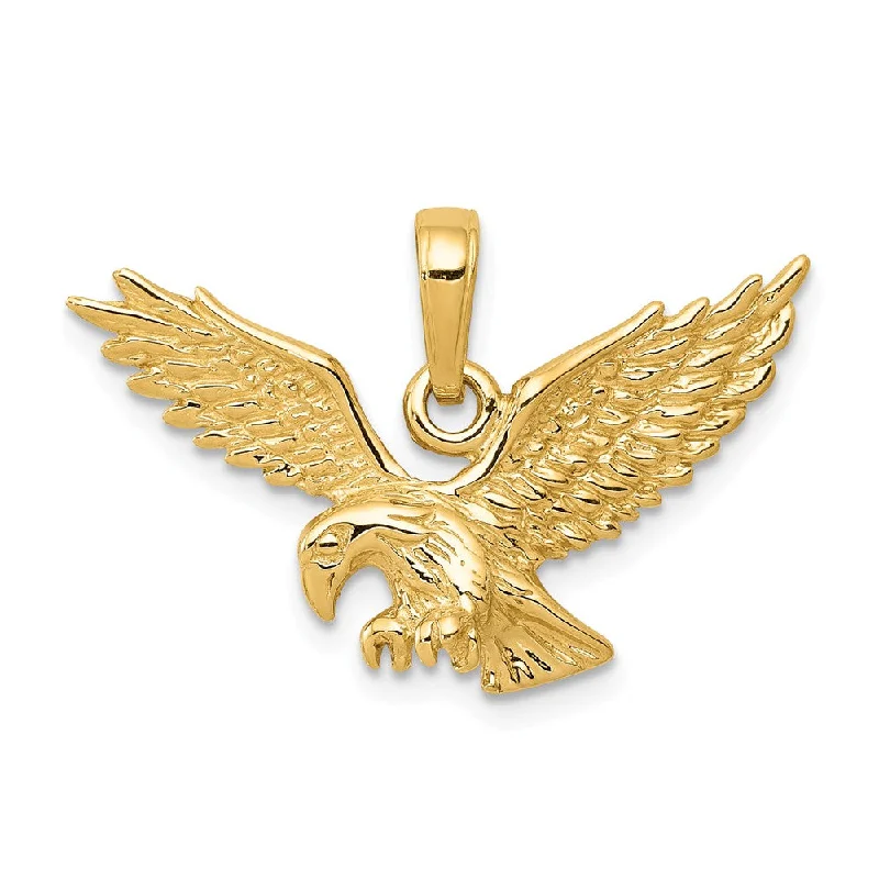 14k Yellow Gold Polished Eagle Pendant, 25mm