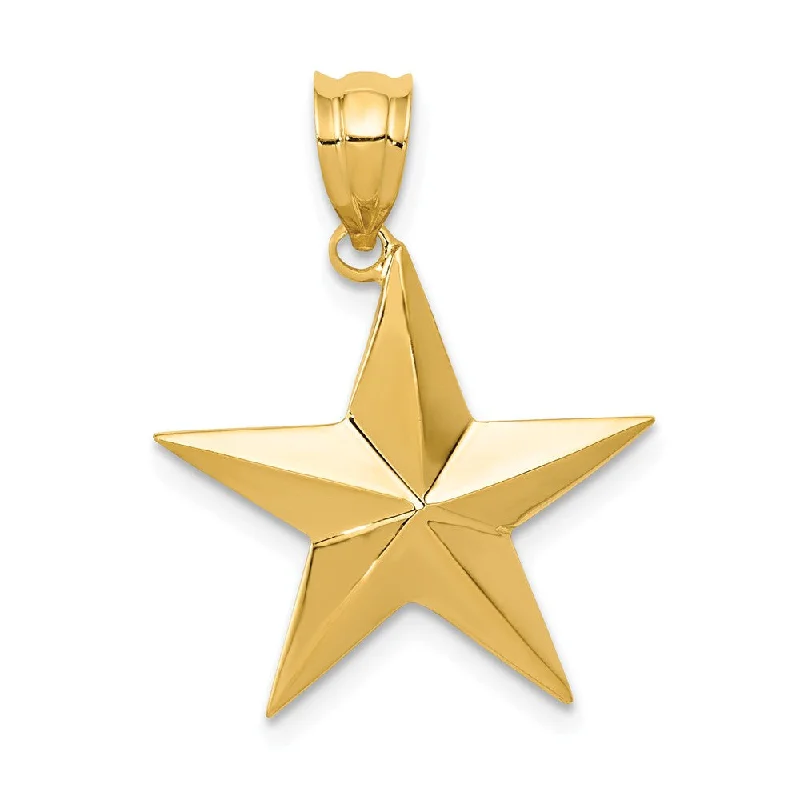 14k Yellow Gold Polished Nautical Star Pendant, 20mm (3/4 inch)