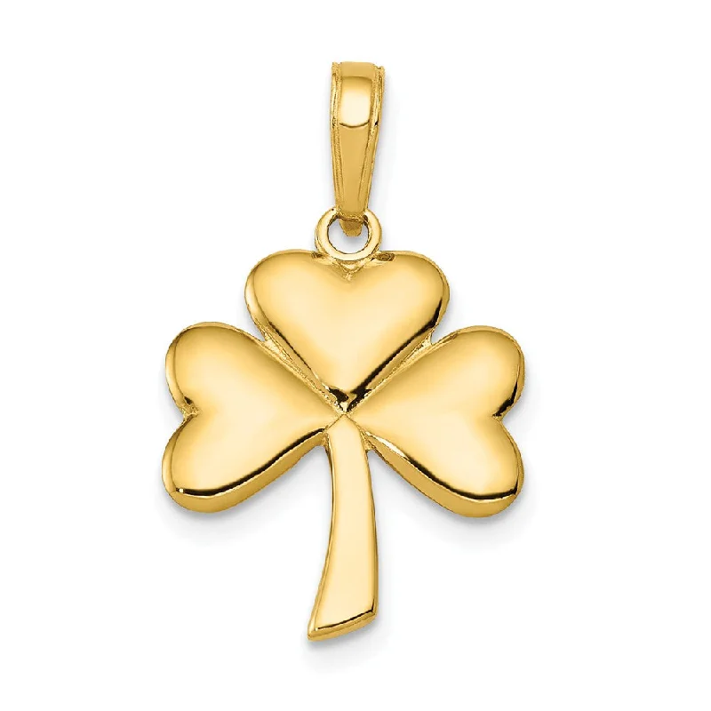 14k Yellow Gold Polished Shamrock Pendant, 15mm (9/16 inch)