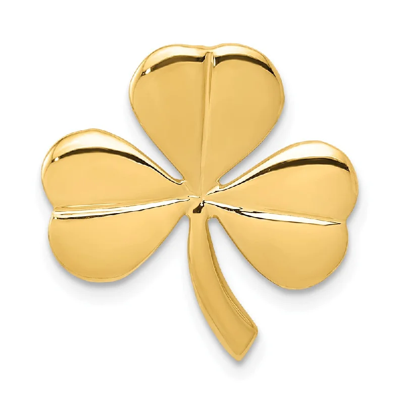 14k Yellow Gold Polished Shamrock Slide Pendant, 18mm (11/16 inch)