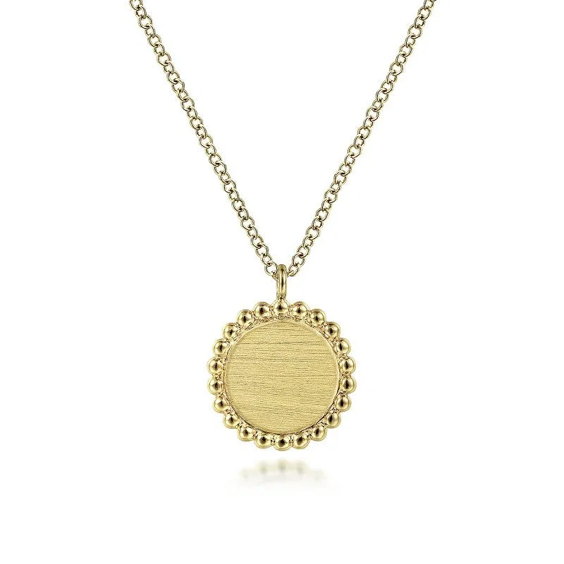 Timeless Jewelry At Special Discount Rates 14K Yellow Gold Round Pendant Necklace with Bujukan Bead Frame