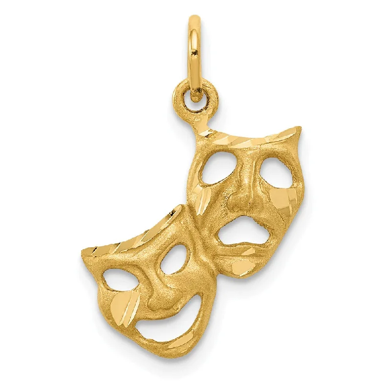 Shop Modern Jewelry Collections With Exclusive Discounts 14k Yellow Gold Satin Diamond Cut Comedy and Tragedy Mask Charm Shop Modern Jewelry Collections With Exclusive Discounts 14k Yellow Gold Satin Diamond Cut Comedy and Tragedy Mask Charm
