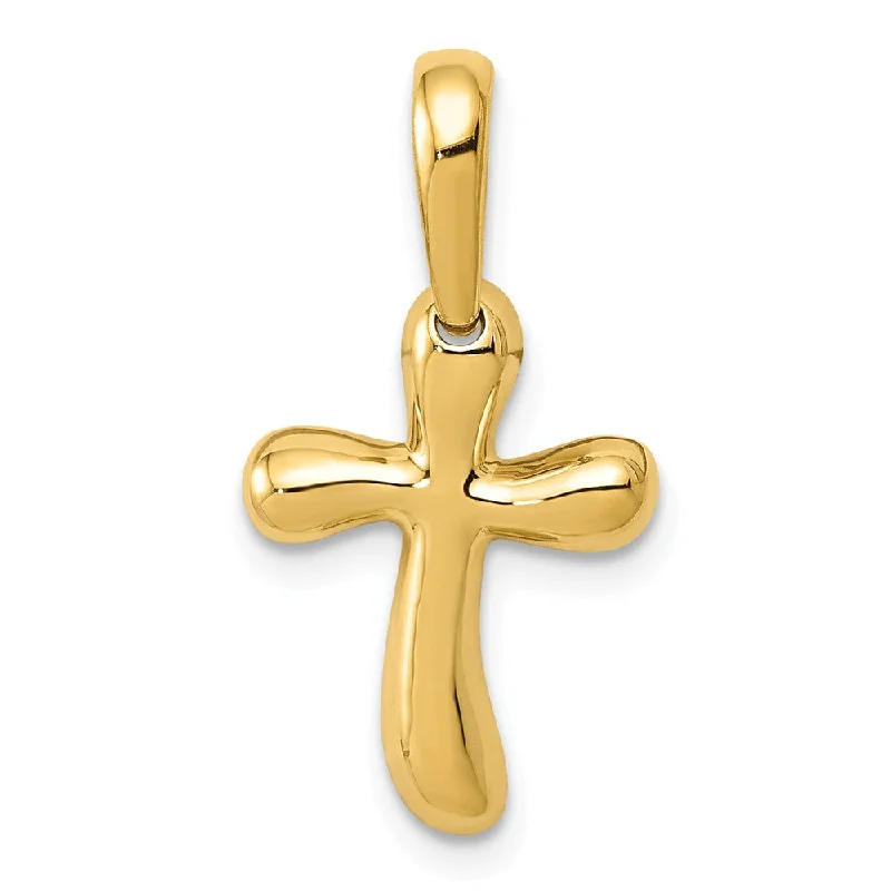 14k Yellow Gold Small Polished Freeform Cross Pendant