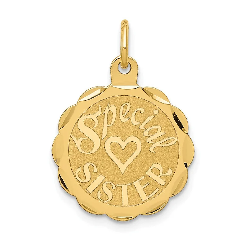 Best Jewelry Sale Prices – Limited-Time Offer 14k Yellow Gold Special Sister Disc Charm or Pendant, 15mm