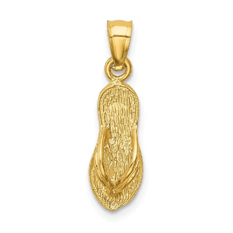 Exclusive Jewelry Sale – Grab Timeless Pieces Now 14k Yellow Gold Textured Flip Flop Pendant, 6 x 22mm (1/4 x 7/8 Inch)