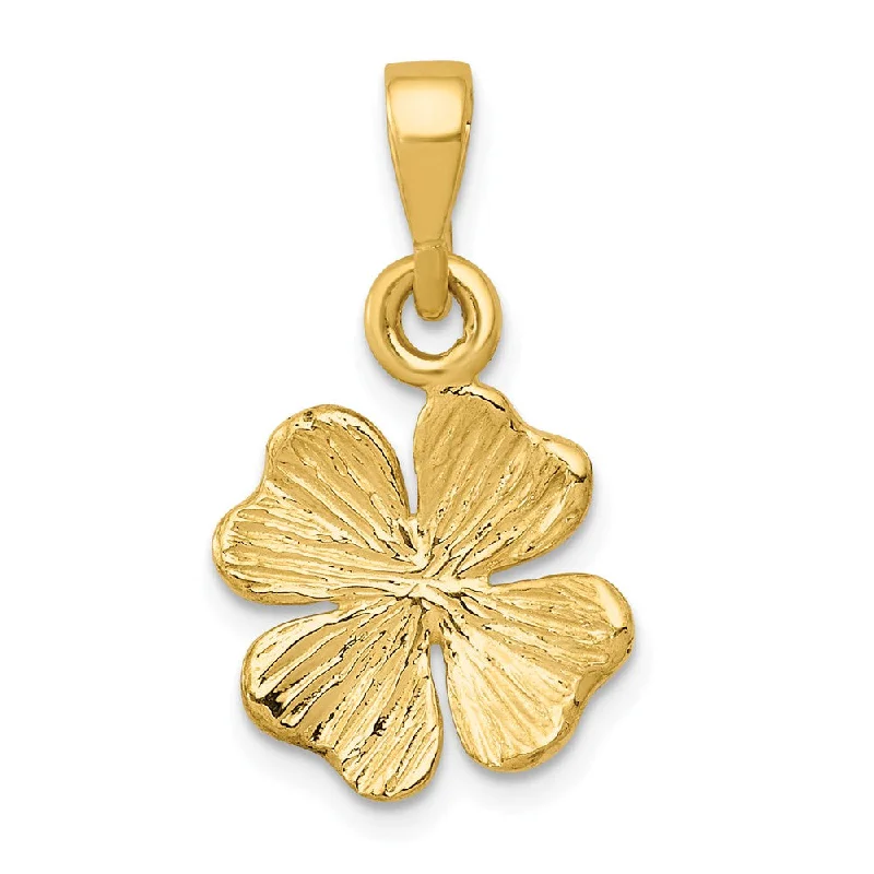 Trending Jewelry Now At Unbeatable Prices 14k Yellow Gold Textured Four Leaf Clover Pendant, 13mm (1/2 inch)