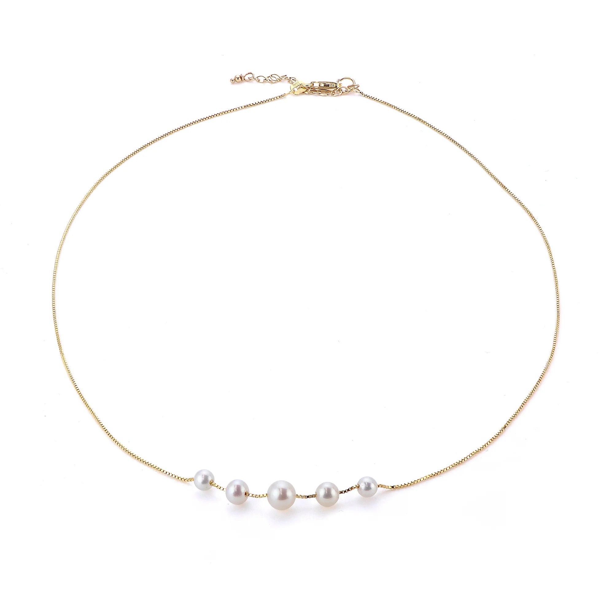 Premium Diamond Jewelry At Once-In-A-Lifetime Discounts 14k Yellow Gold Venetian Box Chain with Freshwater Pearls Necklace