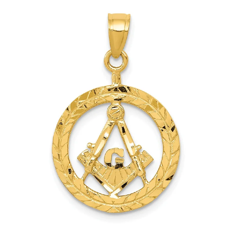 Breathtaking Jewelry At Limited-Time Savings 14k Yellow Gold Wreath with Masonic Symbol Pendant, 16mm (5/8 Inch)