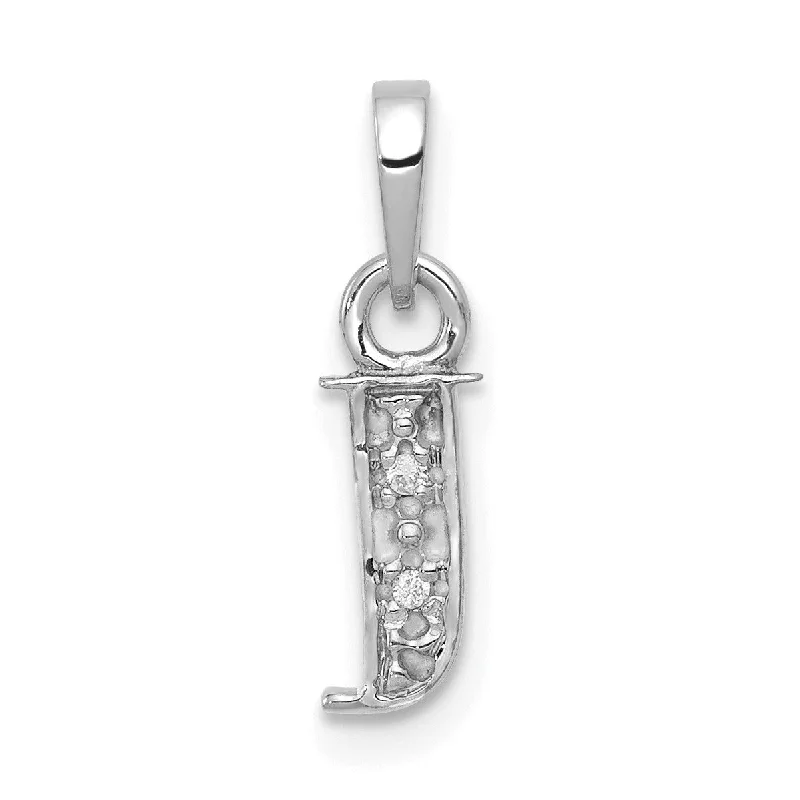 Shop Handcrafted Jewelry At Special Promotional Rates 14KT White Gold 1/100 CTW 15X8MM Initial Pendant; Initial J. Chain not Included