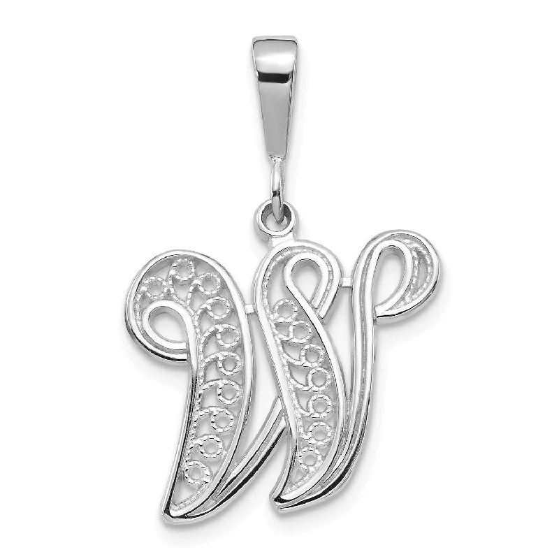 Elegant Designs, Unbeatable Discounts – Shop Jewelry Now 14KT White Gold Filigree Initial Pendant; Initial W. Chain not Included