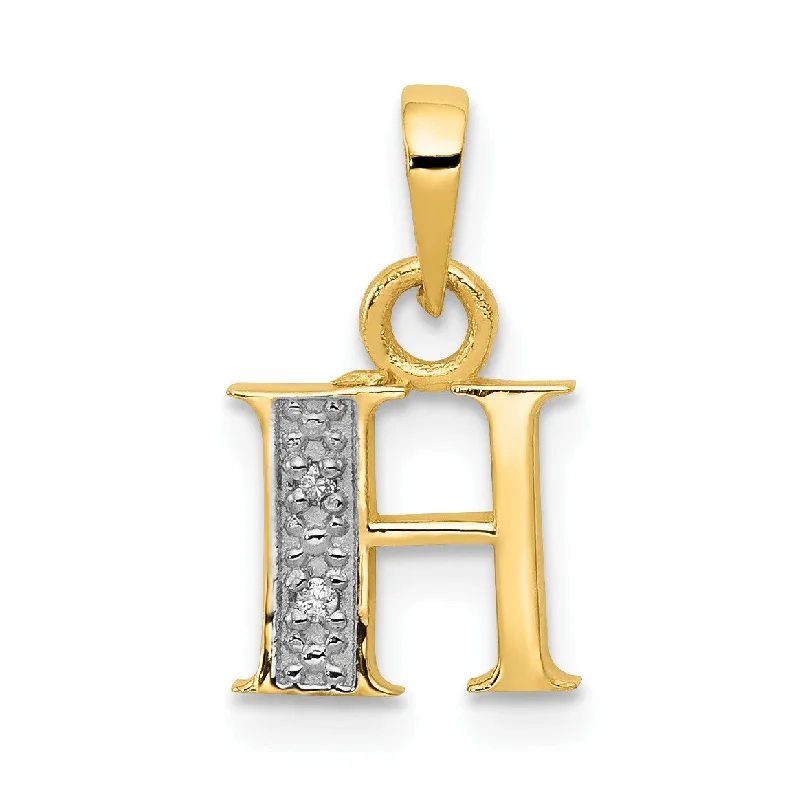 Elegant Jewelry, Exclusive Prices – Shop Now 14KT Yellow Gold With Rhodium Plating 1/100 CTW 15X8MM Initial Pendant; Initial H. Chain not Included