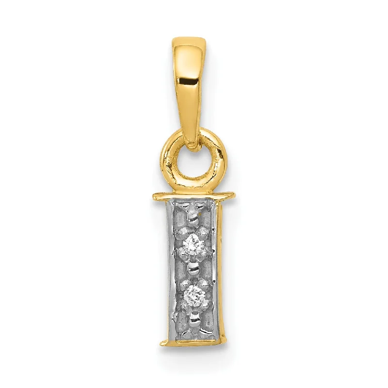 Bestselling Jewelry At Special Promotional Rates 14KT Yellow Gold With Rhodium Plating 1/100 CTW 15X8MM Initial Pendant; Initial I. Chain not Included