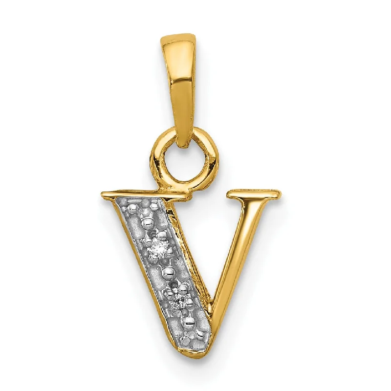 Exclusive Jewelry Offers – Sparkle For Less 14KT Yellow Gold With Rhodium Plating 1/100 CTW 15X8MM Initial Pendant; Initial V. Chain not Included