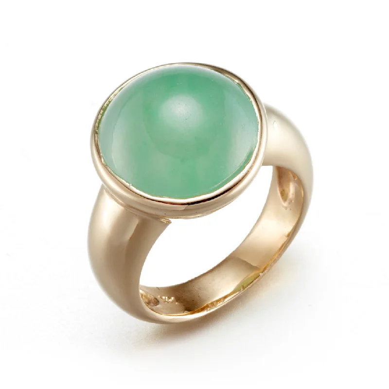 Classic And Modern Jewelry Styles On Sale Bezel-Set Green Jade Ring