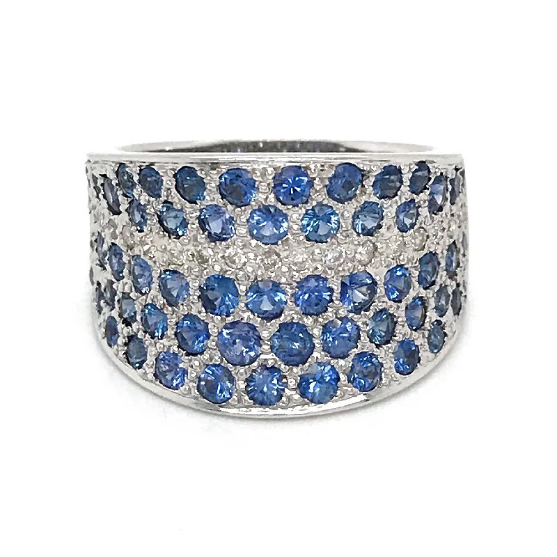 High-End Sparkle, Low-End Prices – Shop Now Sapphire & Diamond Cocktail Ring in 18k Gold