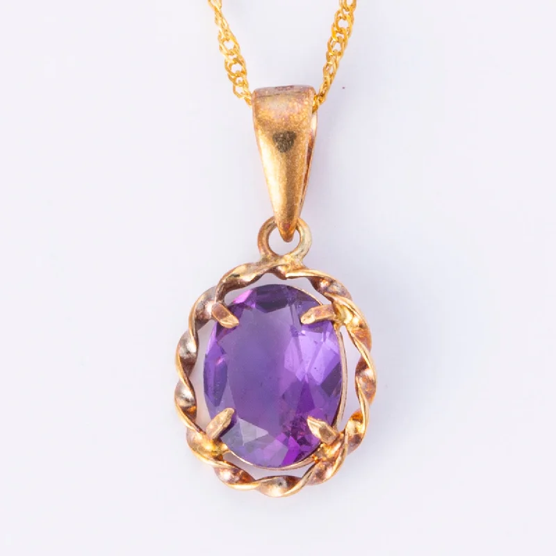 18k Yellow Gold Amethyst Necklace | 0.85ct | 15"